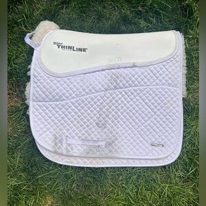Ultra Thinline Cotton Quilted Merino Wool Dressage Saddle Pad White Shimmable